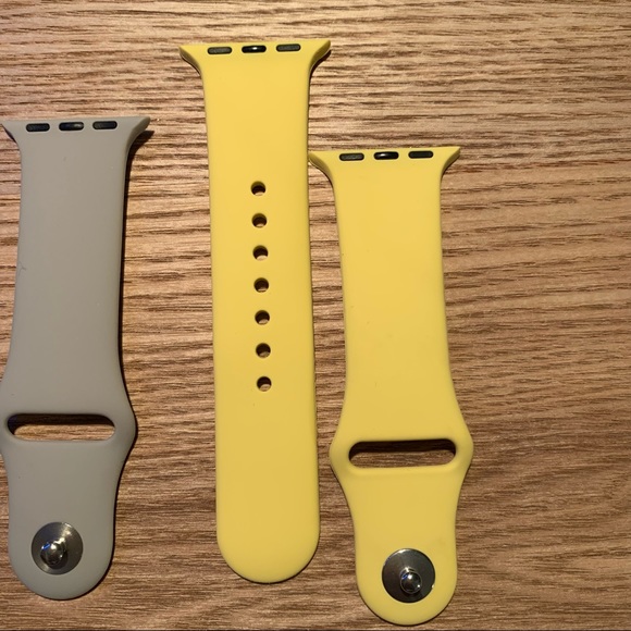 Set of 2 Silicon Smart Watch Bands for Apple Watch 38/40mm Yellow & Gray - Picture 5 of 7